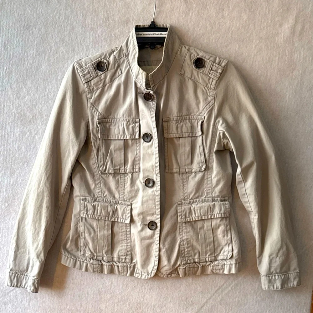 Eddie Bauer Button Front Shirt Jacket Women’s Petite Size M 100% Cotton Snaps - Picture 1 of 9